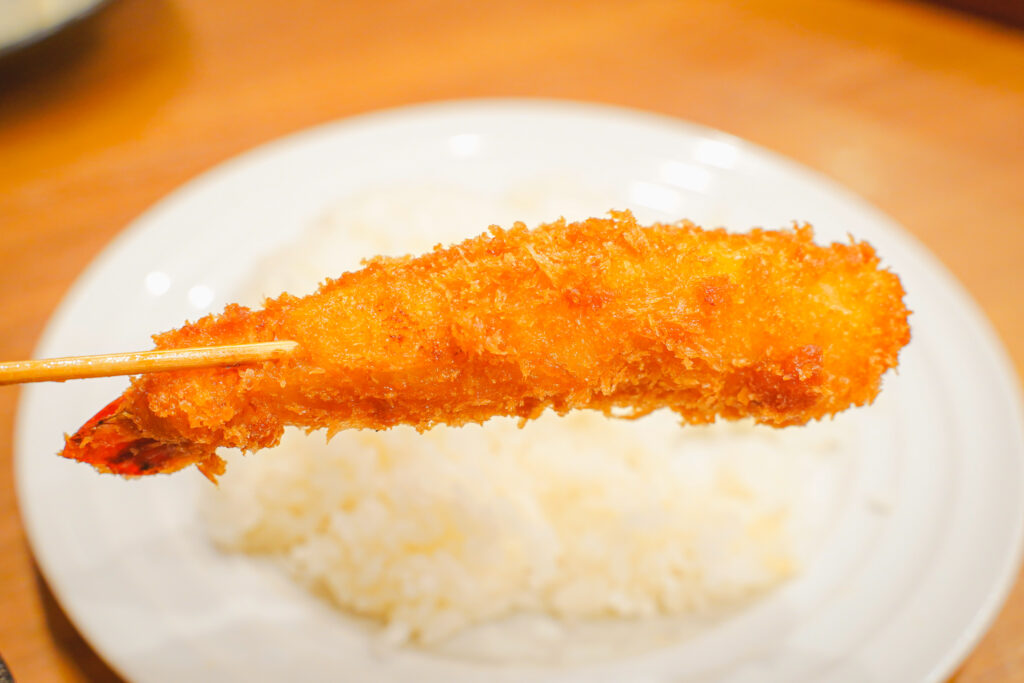 モンブラン吾妻橋店　大きい小海老の串揚げ